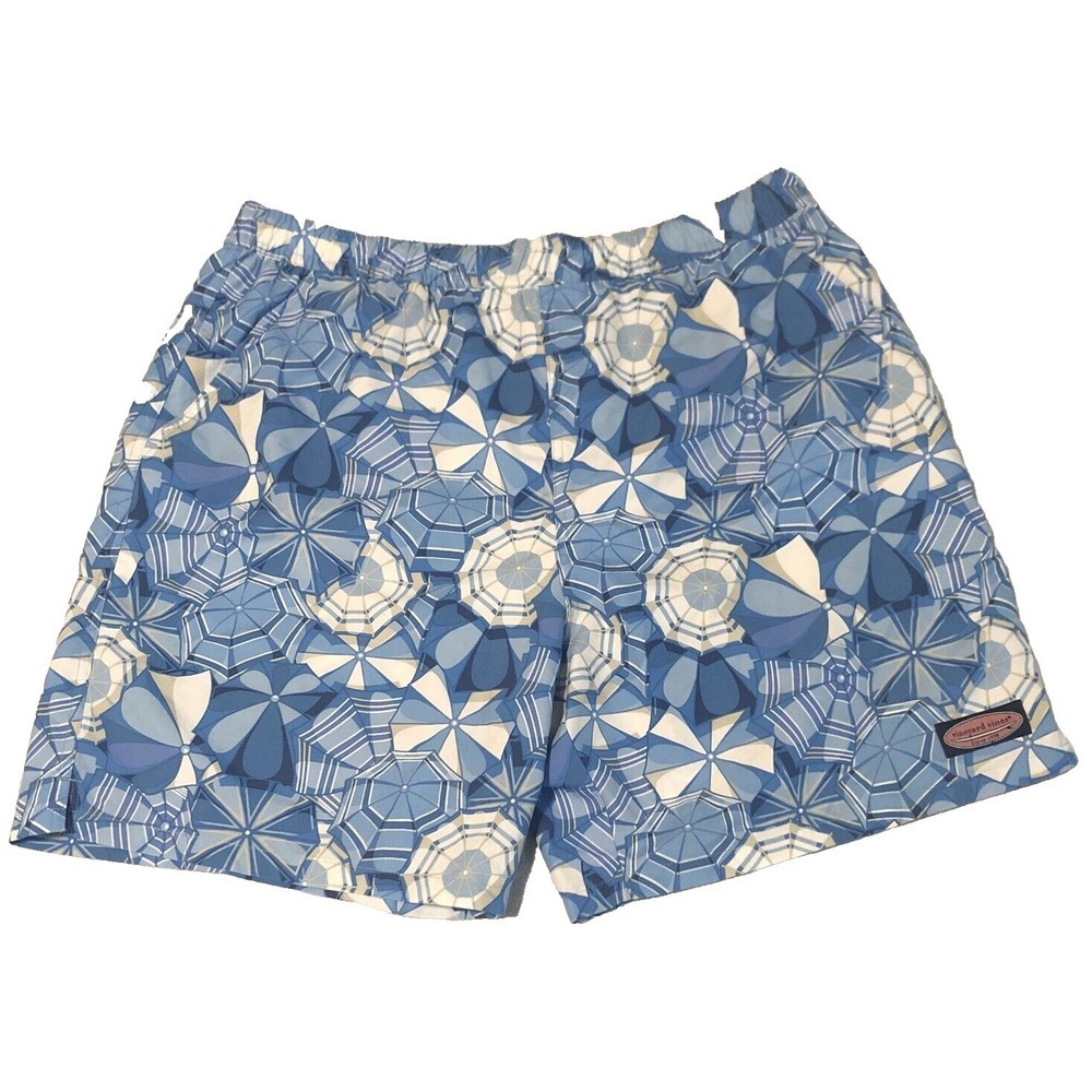 VINEYARD VINES Mens Size L Blue Swim Trunks Novelty Umbrella Beach Summer Shorts